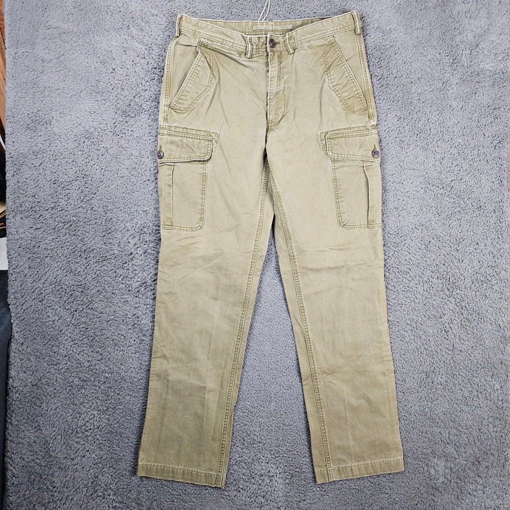 Lands End Mens 36 Traditional Fit Cargo Pants Olive Green‎ Cotton Straight Leg